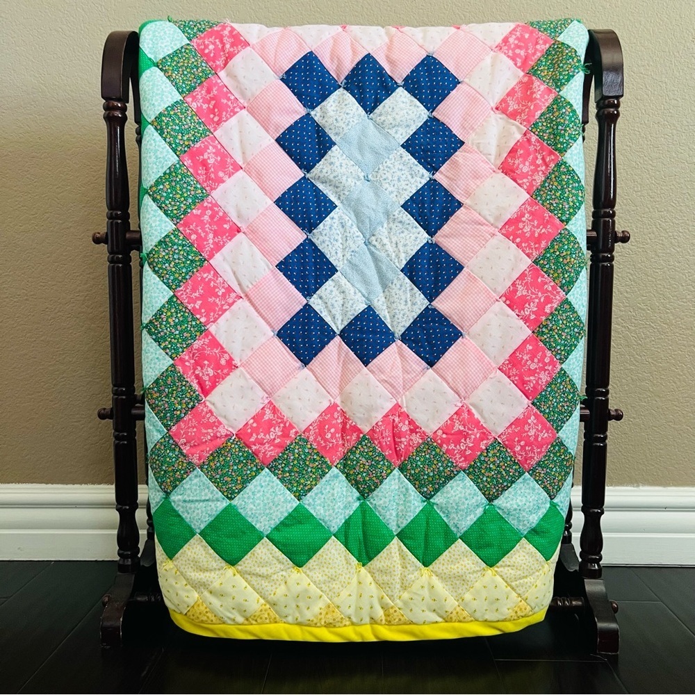 New 45”x37” Handmade Kids Patchwork Cotton Quilt.